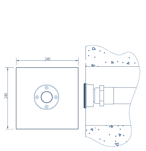 Форсунка подсоединения подводного прожектора - схема установки